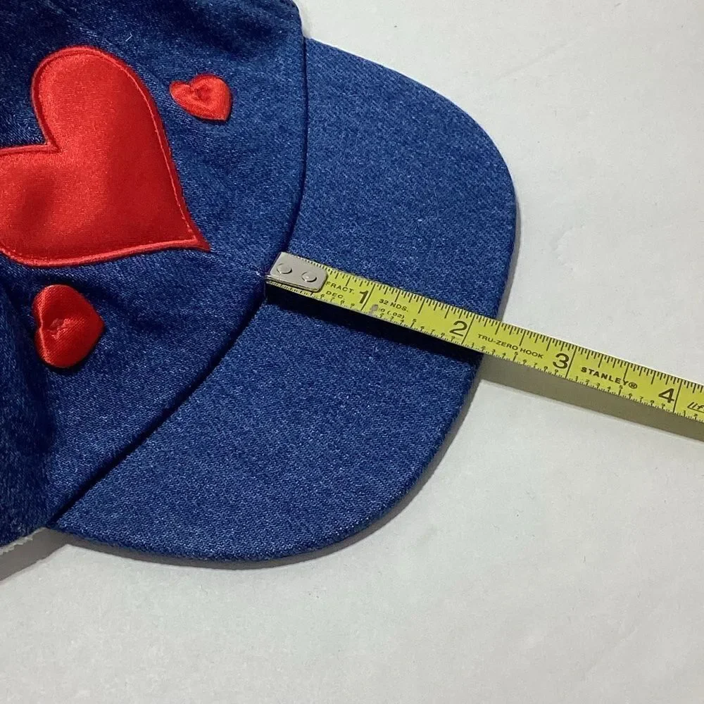 Storybook Heirlooms Denim Cap with Red Heart Accents Vintage Hat NOS Valentine